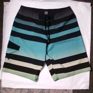 Hawk MENS 34 Large Blue/Green SURF BOARD SHORTS  Adult Ocean Beach Water Lake